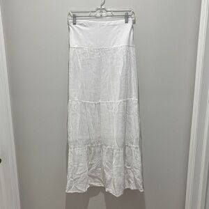 Elegant Linen White Maxi Skirt